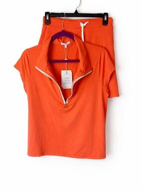 Mary Square Bright Orange Half-Zip Top & Skort Set